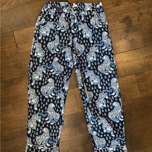 Printfresh Blue and White Pajama Bottoms with Intricate Pattern